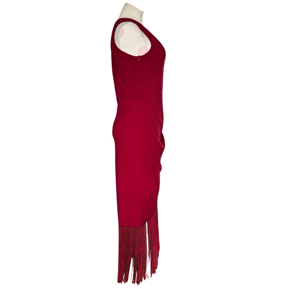 SHEIN Wine One-Shoulder Fringe Midi Dress - Picture 5 of 9
